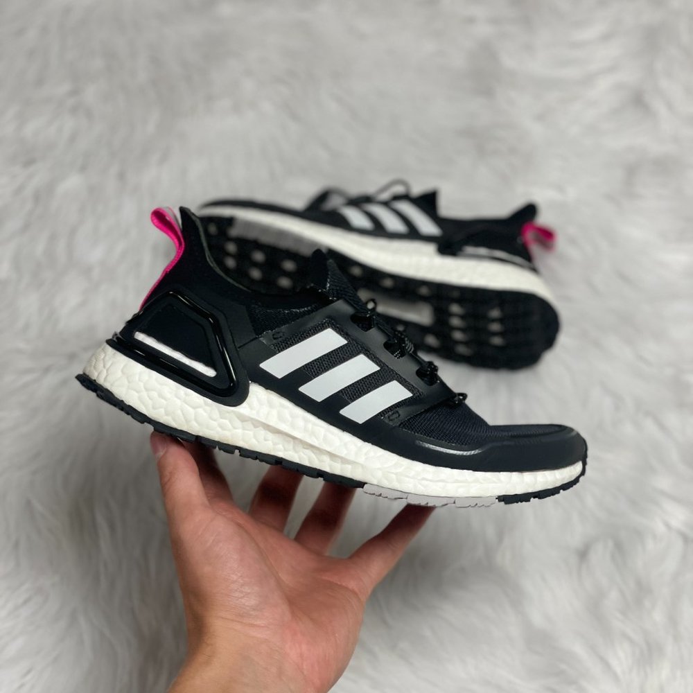 adidas Black White Pink Athletic Running Shoes